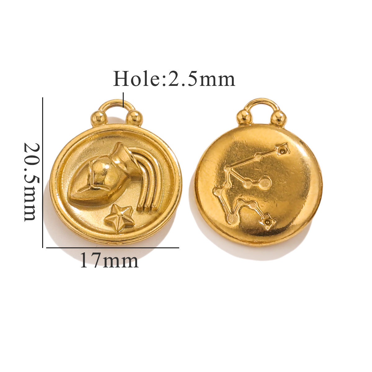 Gold color / 1 Piece Retro Classic Style Aquarius Shape Stainless Steel  Gold Color Unisex Pendant Picture20